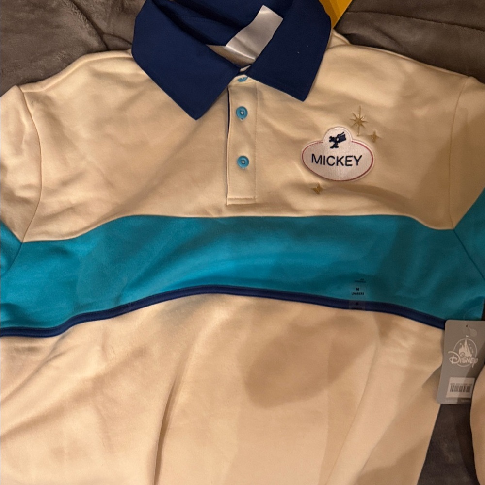Disney Cream and Blue Mickey Polo Shirt